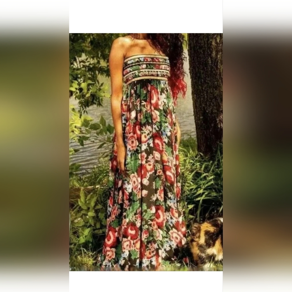 Pearl by Georgina Chapman of Marchesa Floral Strapless Empire Maxi Dress Size 0